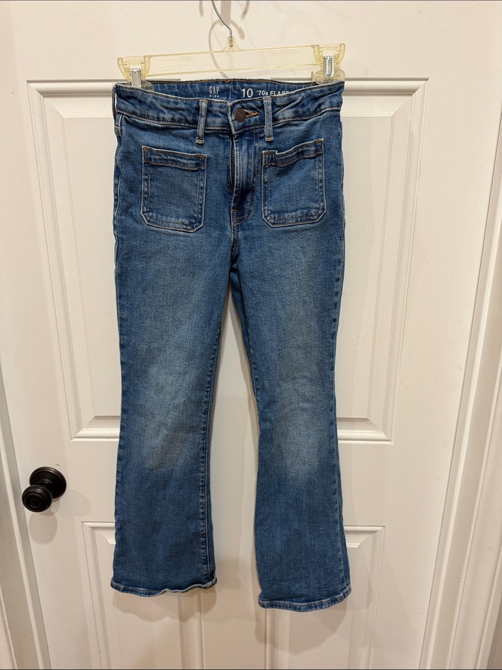 GAP girls Medium Blue Flare Jeans with Front Patch Pockets